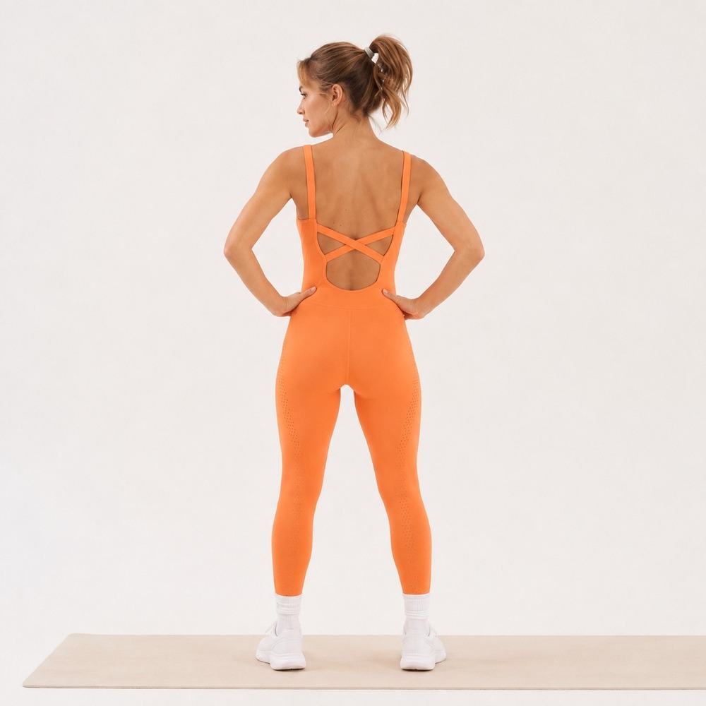 Free People Movement x The Class Bodysuit Womens XS/S Orange Seamless Pilates - Picture 6 of 13